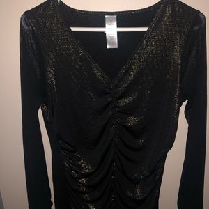 Black / gold top with sheer sleeves gold